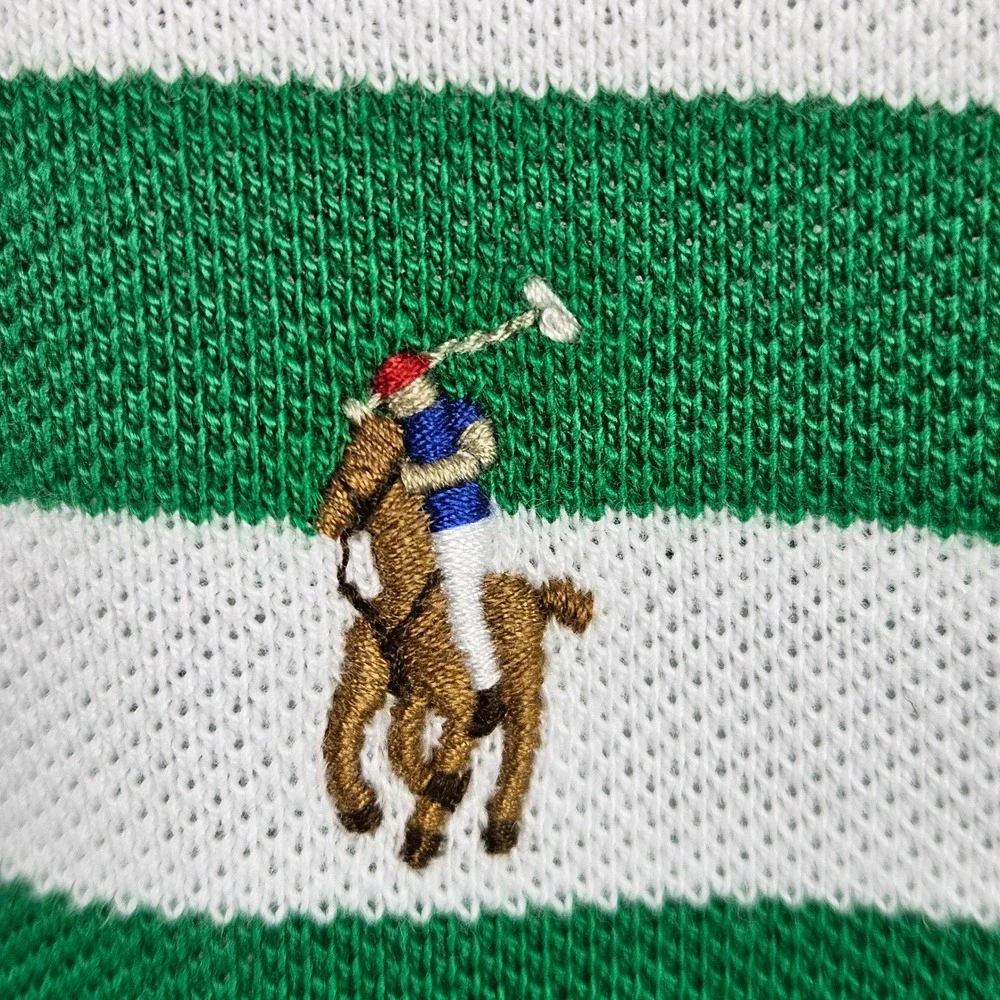 Polo Ralph Lauren Polo Shirt Kids Size L 14-16 Green White Striped